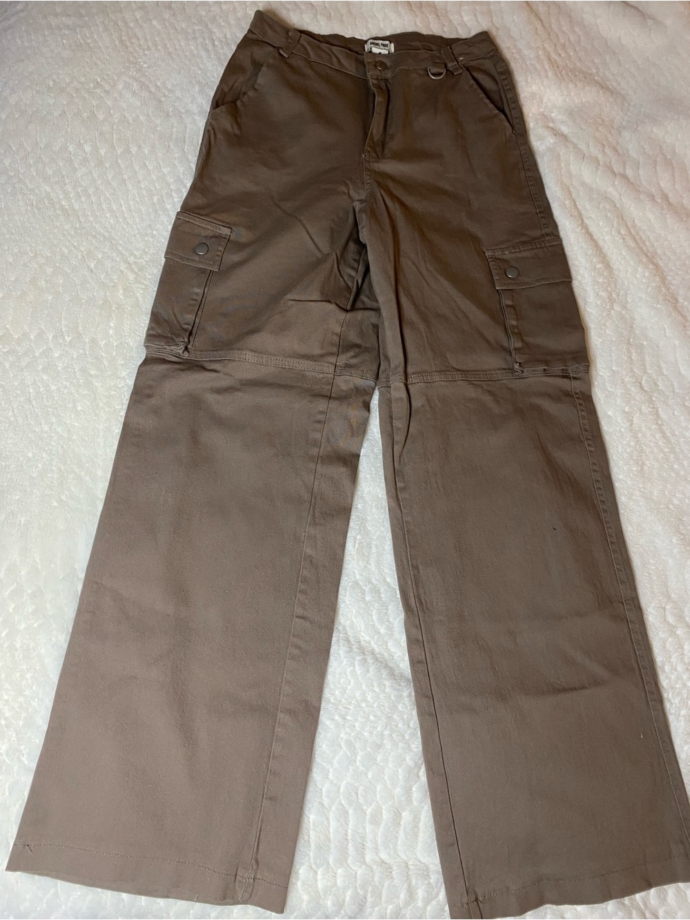 Rachel Paige Women’s M Brown Wide-Leg Cargo Pants Y2K Utility NWOT